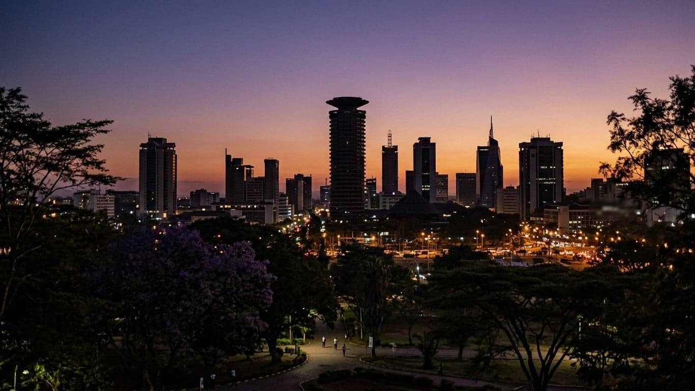 The Nairobi skyline at dusk